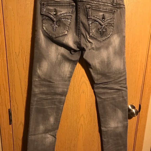 Gray rock revival Jen skinny jeans black rhineston - Picture 2 of 6